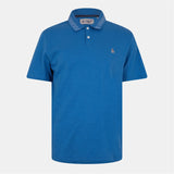 Original Penguin Contrast Collar Heathered Golf Polo Shirt - Vallarta Blue