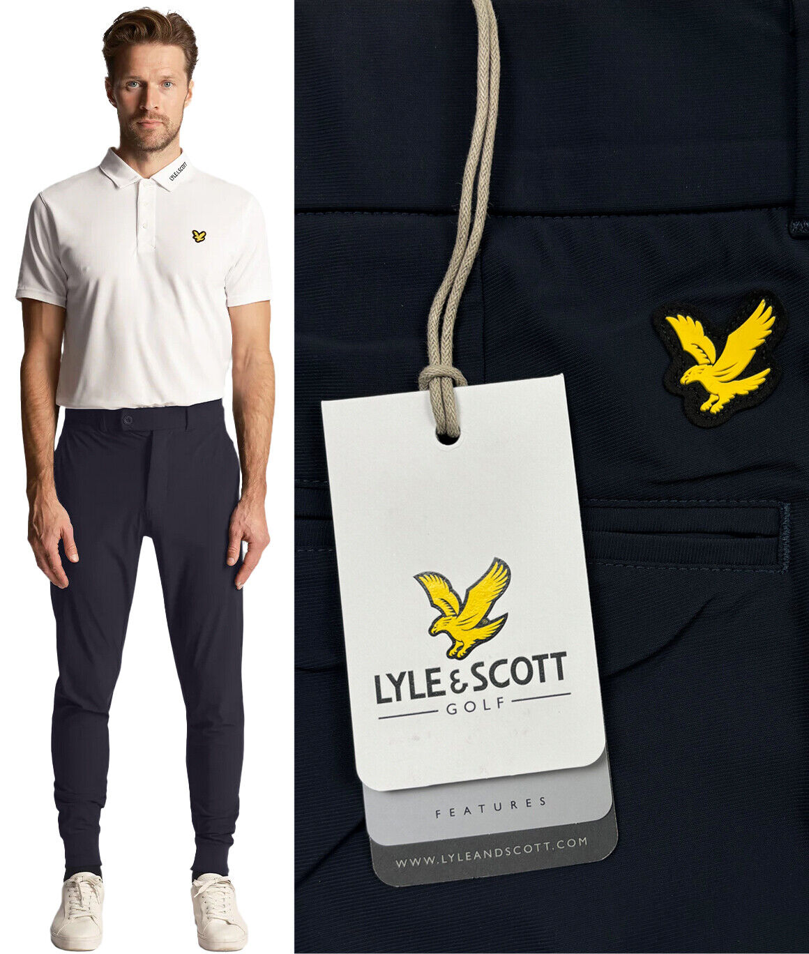 Lyle & Scott Golf Airlight Modern Cuffed Jogger Golf Trousers - Dark Navy