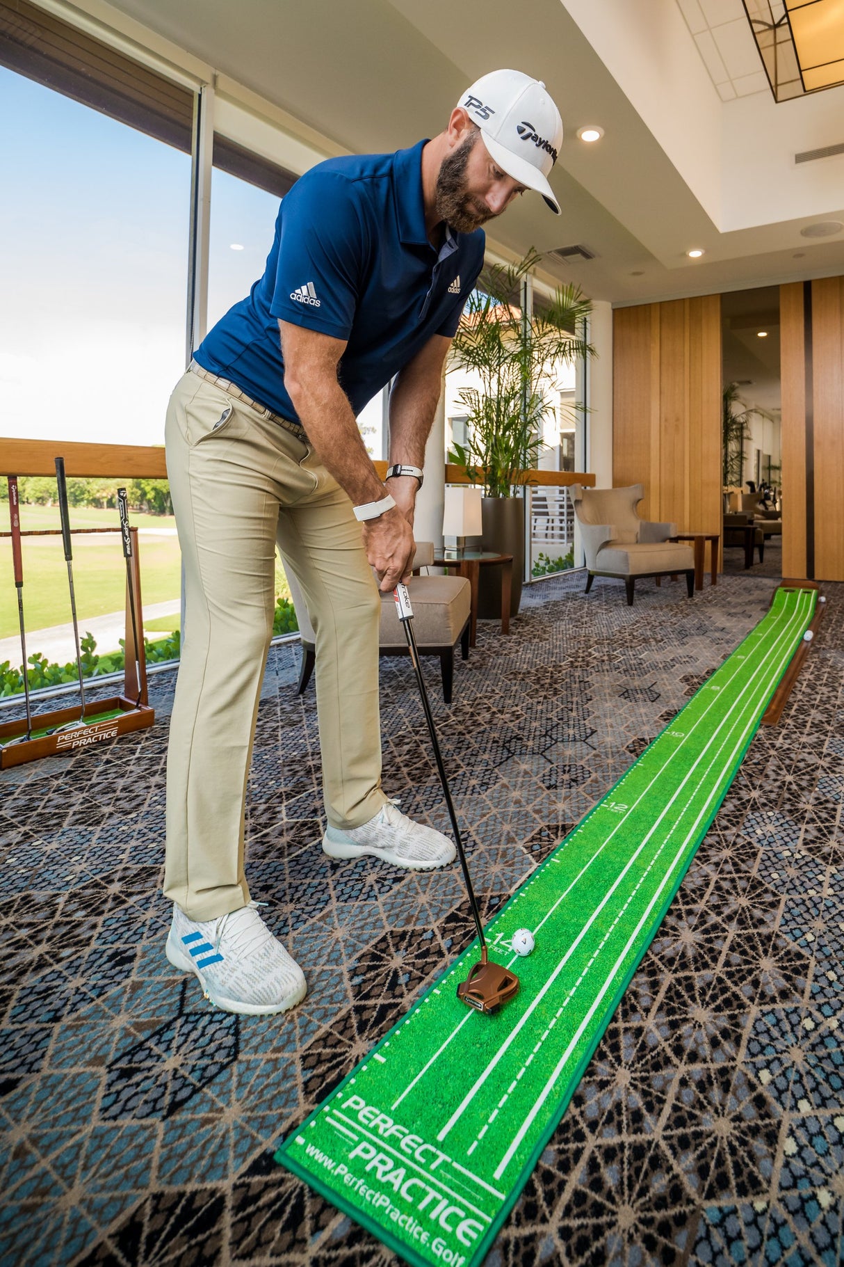 Perfect Practice Golf Putting Mat - Standard Edition + Putter Stand Bundle -  As Used By Dustin Johnson