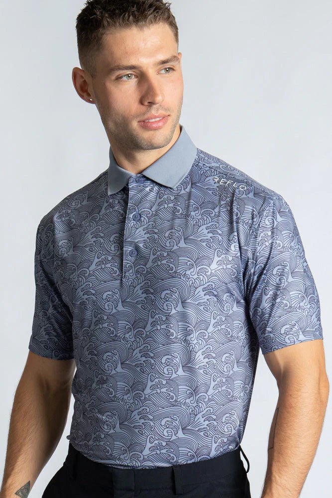 Reflo Adriatic Pattern Golf Polo Shirt - Grey