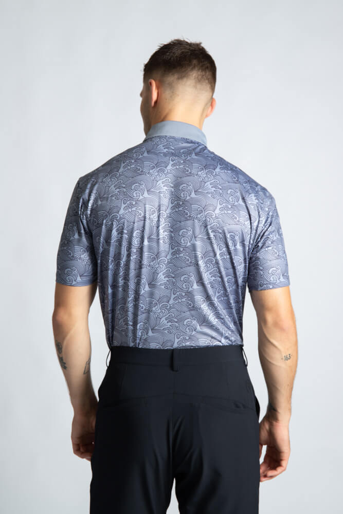 Reflo Adriatic Pattern Golf Polo Shirt - Grey