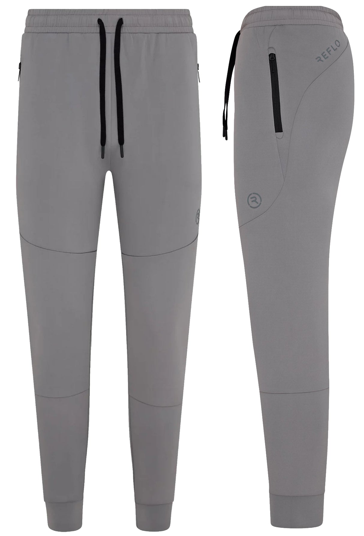 Reflo Aldan Performance Modern Tapered Golf Cuffed Jogger Trousers - Warm Grey