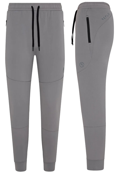 Reflo Aldan Performance Modern Tapered Golf Cuffed Jogger Trousers - Warm Grey