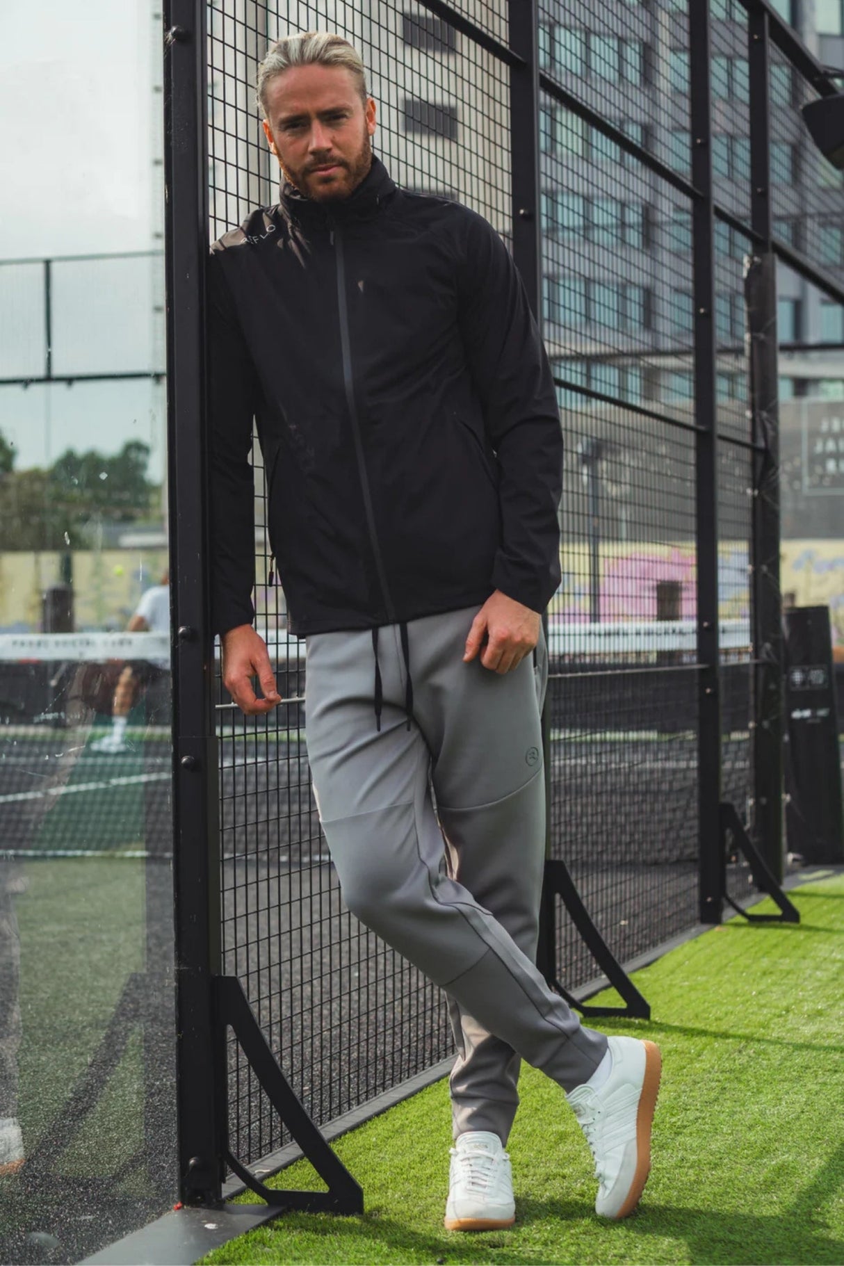 Reflo Aldan Performance Modern Tapered Golf Cuffed Jogger Trousers - Warm Grey