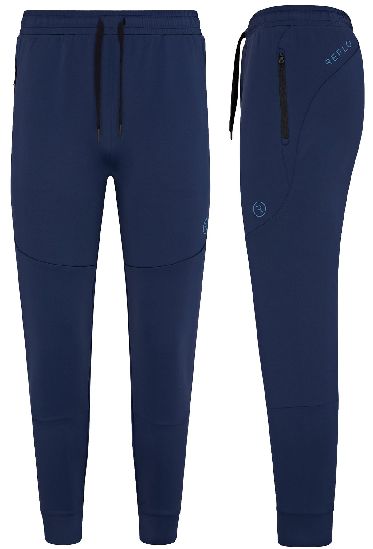 Reflo Aldan Performance Modern Tapered Golf Cuffed Jogger Trousers - Deep Navy