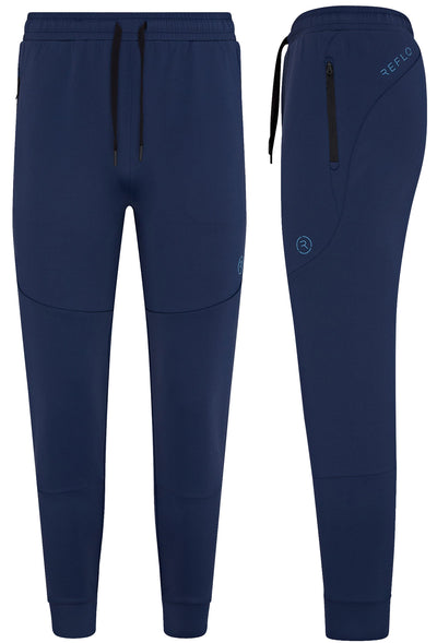 Reflo Aldan Performance Modern Tapered Golf Cuffed Jogger Trousers - Deep Navy