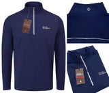 Oscar Jacobson Camber Tech Golf 1/4 Zip Pullover Mid Layer - Navy