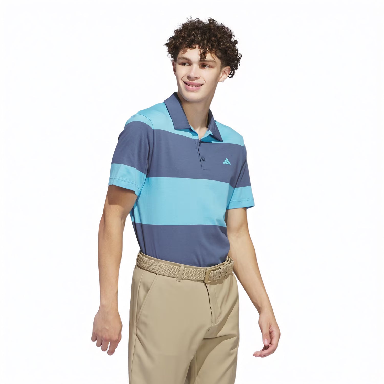 Adidas Golf Wide Stripe Polo Shirt - Blue
