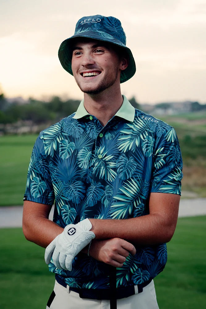 Reflo Congo Graphic Print Golf Polo Shirt - Leaf Print