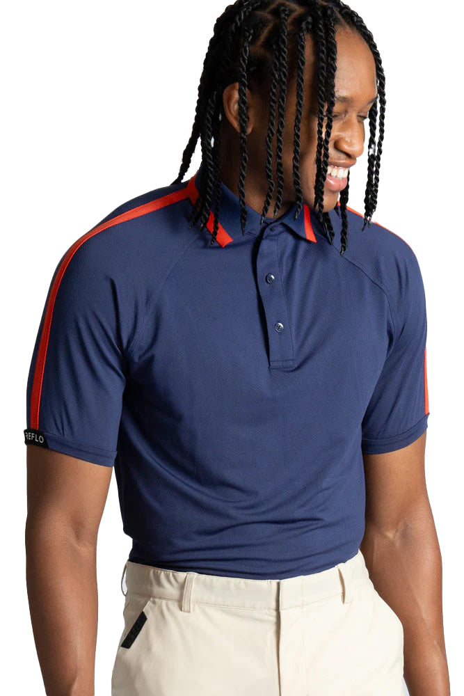 Reflo Corinth Textured Golf Polo Shirt - Navy