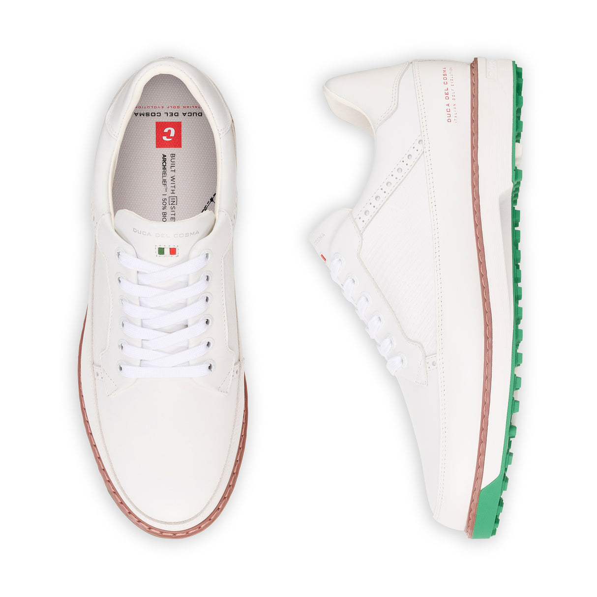 Duca Del Cosma Davinci Leggero Premium Spikeless Golf Shoes - White - Handmade in 🇵🇹