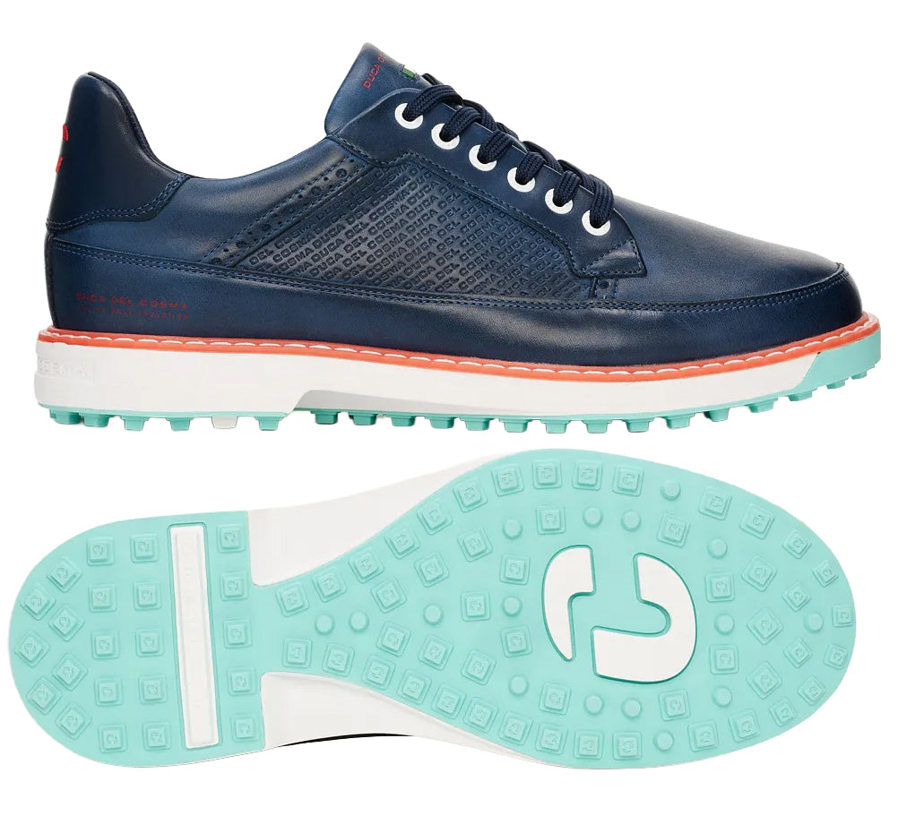 Duca Del Cosma Davinci Leggero Spikeless Golf Shoes - SAMPLE - Navy / Aqua