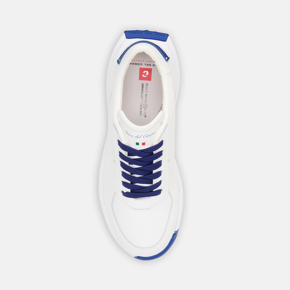 Duca Del Cosma Varano Premium Spikeless Golf Shoes - White / Blue - Handmade in 🇵🇹