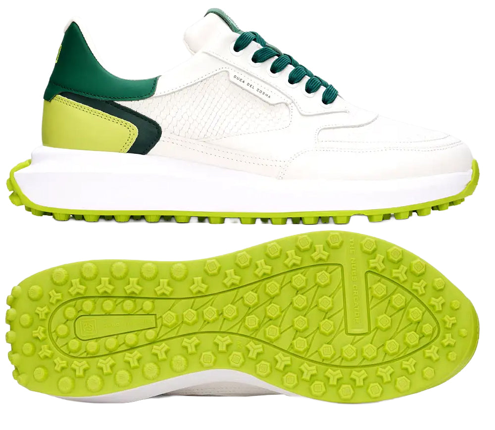 Duca Del Cosma Davanti 2 Spikeless Golf Shoes - SAMPLE - White / Green Sheen