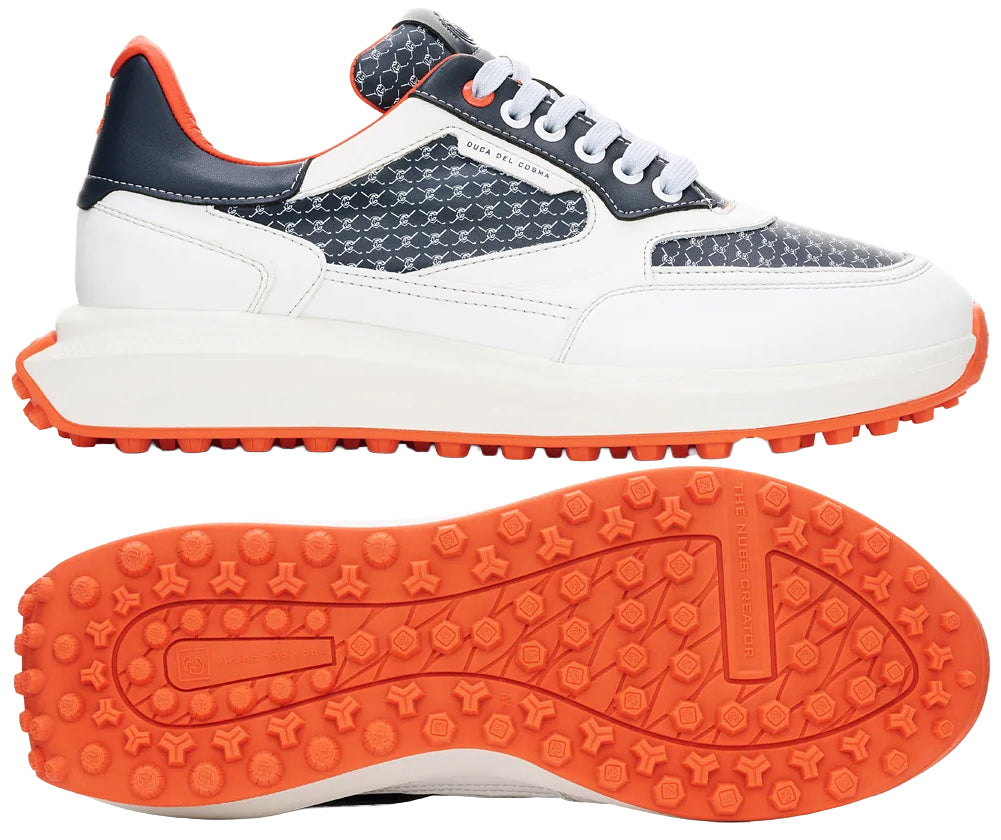 Duca Del Cosma Davanti 2 Spikeless Golf Shoes - SAMPLE - White / Navy / Orange