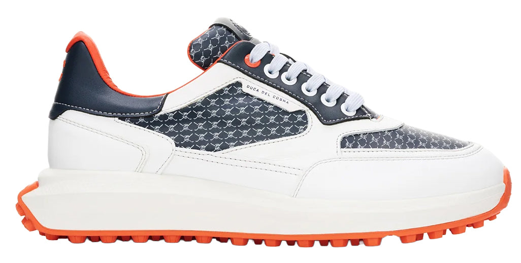 Duca Del Cosma Davanti 2 Spikeless Golf Shoes - SAMPLE - White / Navy / Orange