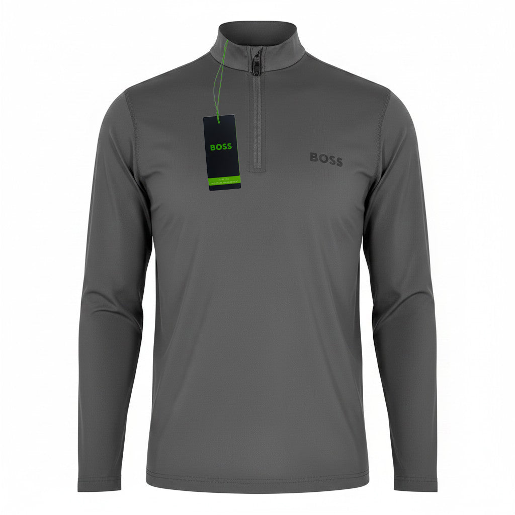 BOSS Golf Performance Stretch Lightweight 1/4 Zip Midlayer - Grey
