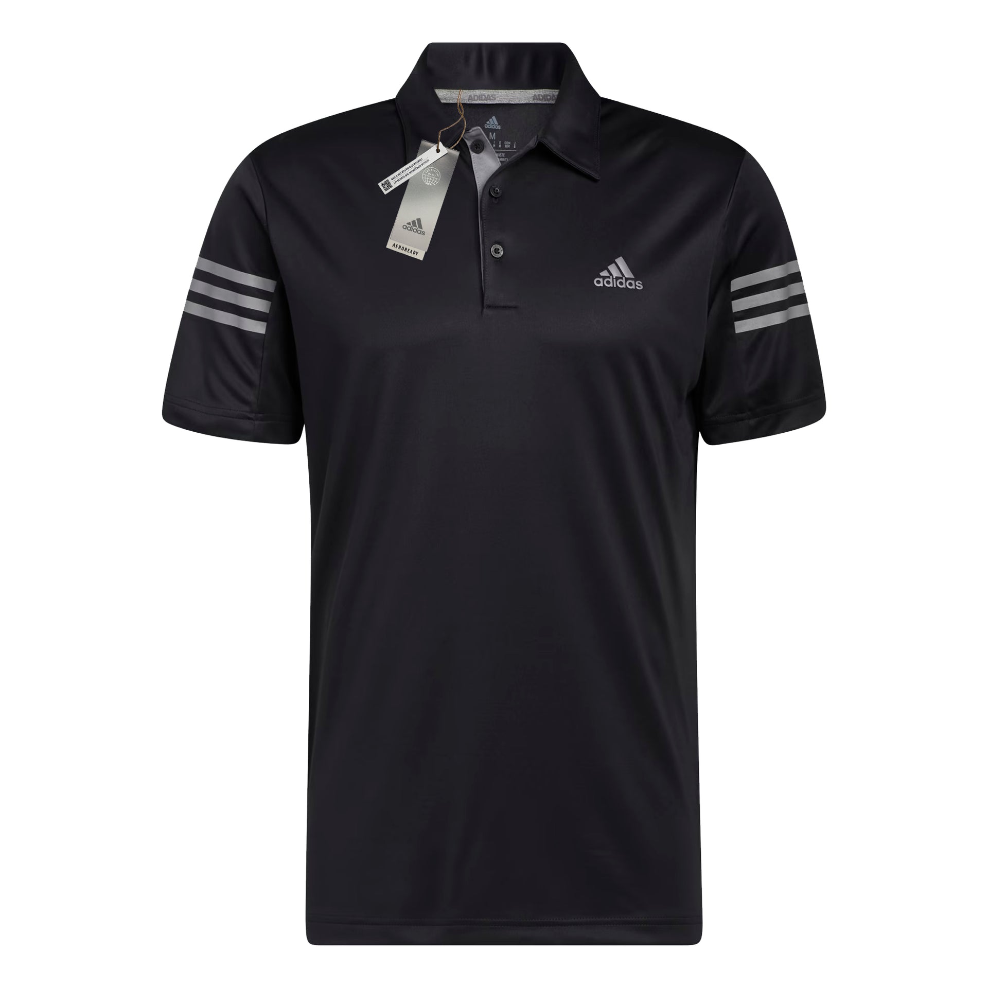 Adidas Stripe Performance Golf Polo Shirt Black – Glyde Golf