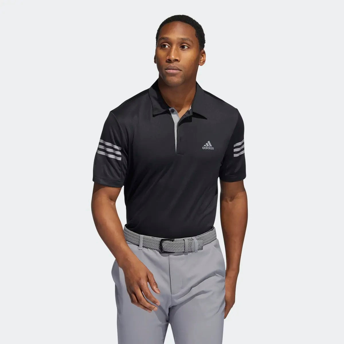 Adidas 3 Stripe Performance Golf Polo Shirt - Black