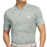 Adidas Ultimate Sport Blade Collar Textured Stripe Golf Polo Shirt - Silver Green