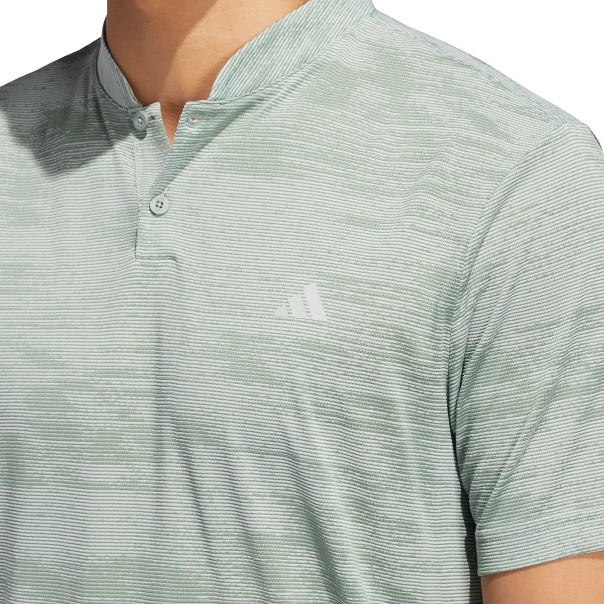 Adidas Ultimate Sport Blade Collar Textured Stripe Golf Polo Shirt - Silver Green