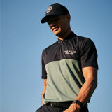 Reflo Tobol Blade Collar Zip Neck Performance Golf Polo Shirt - Caviar / Dark Forest