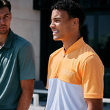 Reflo Tobol Blade Collar Zip Neck Performance Golf Polo Shirt - Tangerine / Bright White
