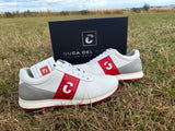 GRADE B - Duca Del Cosma Belair Premium Spikeless Golf Shoes - White / Red - Handmade in 🇵🇹