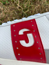 GRADE B - Duca Del Cosma Belair Premium Spikeless Golf Shoes - White / Red - Handmade in 🇵🇹