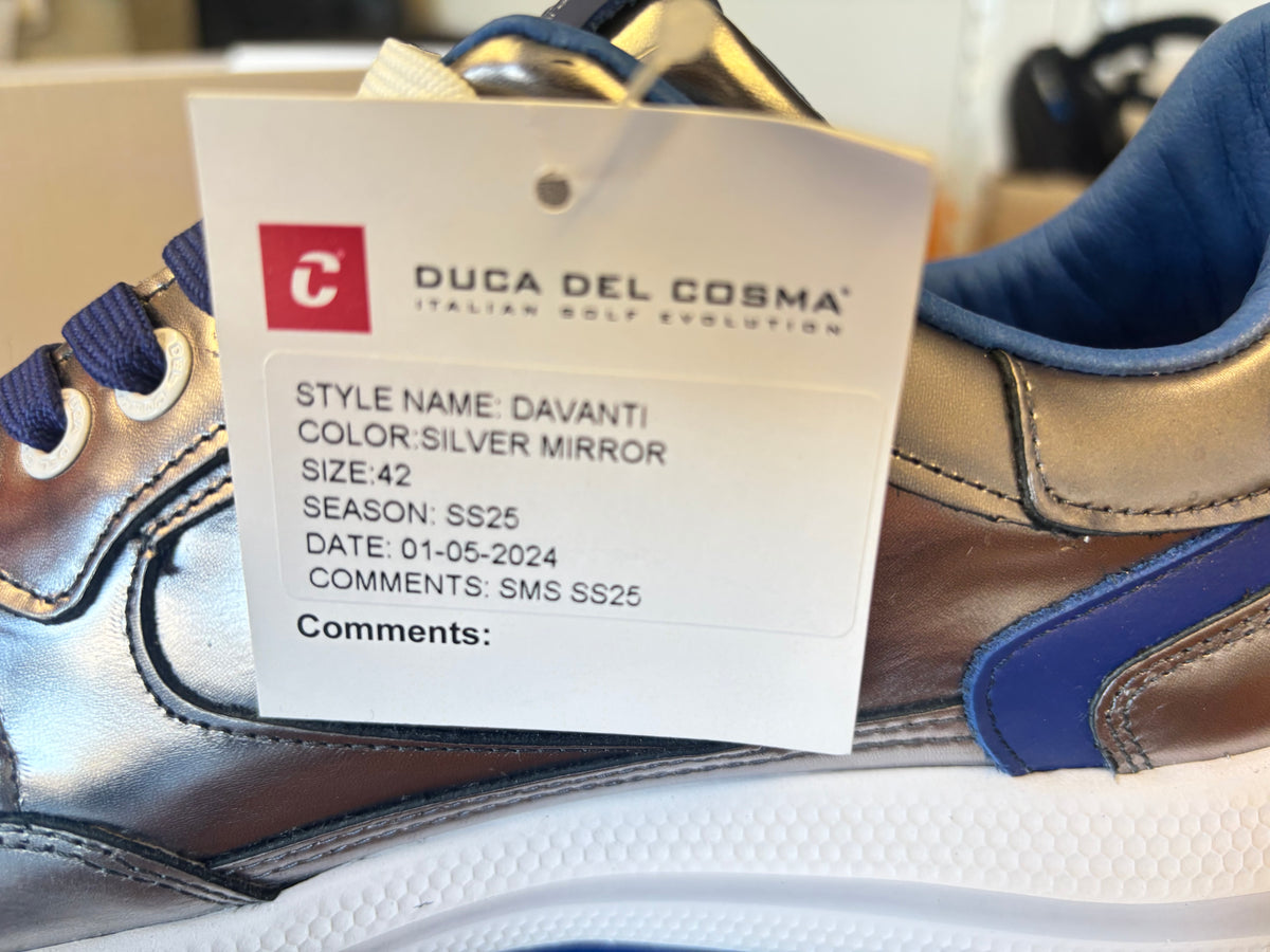 Duca Del Cosma Davanti Spikeless Golf Shoes - SAMPLE - Silver Mirror