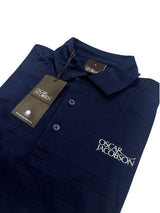 Oscar Jacobson Macdonell Tour Texture Stripe Golf Polo Shirt - Navy