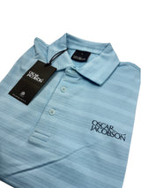 Oscar Jacobson Macdonell Tour Texture Stripe Golf Polo Shirt - Cool Blue