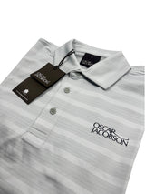 Oscar Jacobson Macdonell Tour Texture Stripe Golf Polo Shirt - Lunar Grey