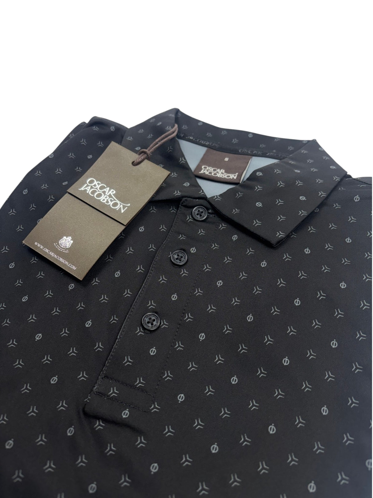 Oscar Jacobson Wellington All Over Print Golf Polo Shirt - Black