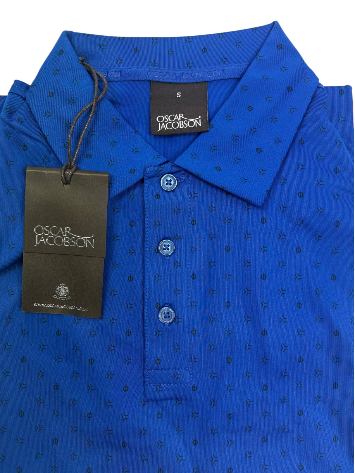 Oscar Jacobson Wellington All Over Print Golf Polo Shirt - Electric Blue