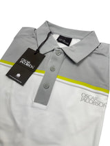 Oscar Jacobson Gilman Tour Colour Block Golf Polo Shirt - Lunar Grey / White