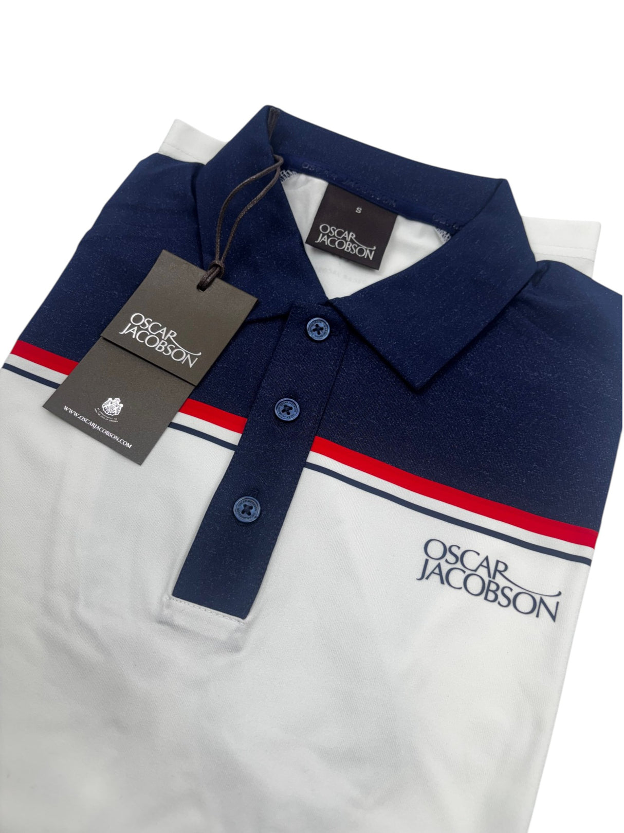 Oscar Jacobson Gilman Tour Colour Block Golf Polo Shirt - Navy / White