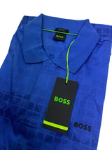 BOSS Mercerised graphic Clash Print Golf Polo Shirt - Royal Blue
