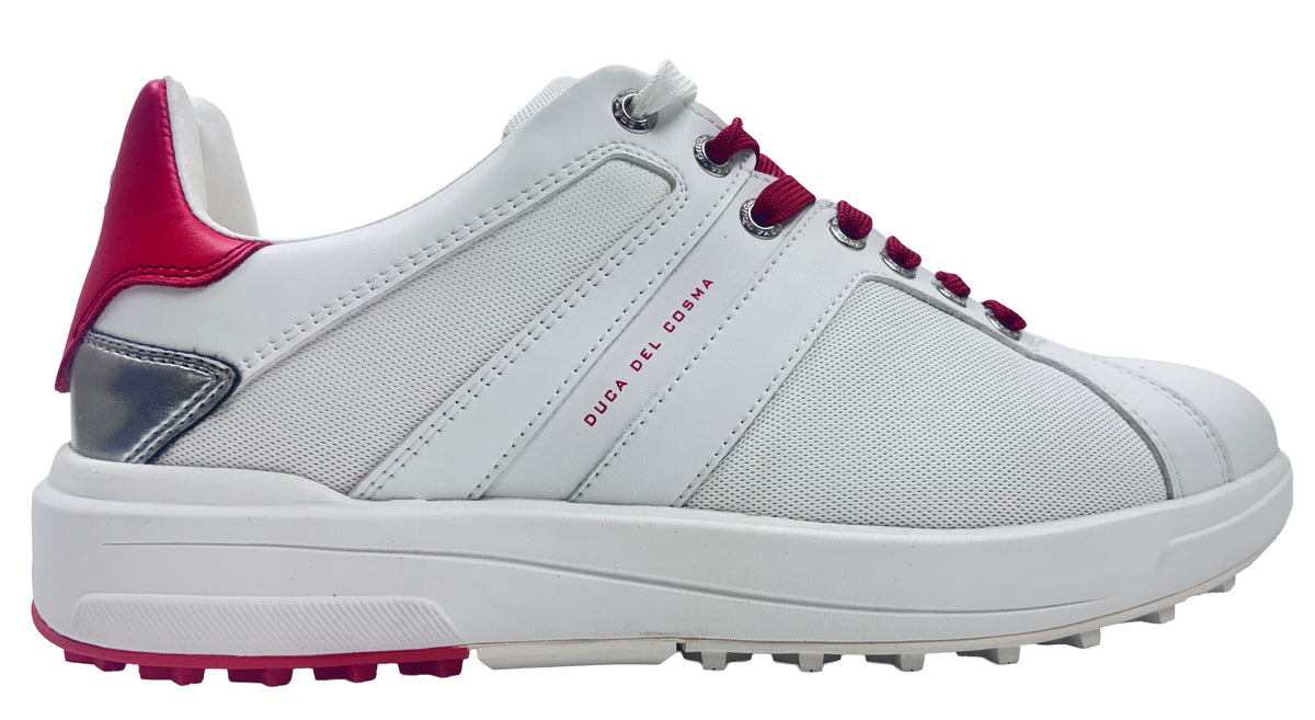 Duca Del Cosma Tesino Spikeless Golf Shoes - SAMPLE - White / Red