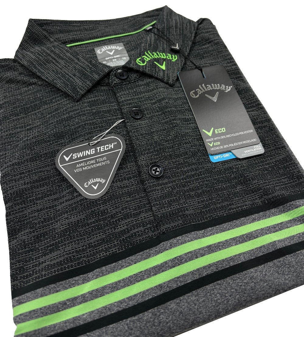 Callaway Heathered Chest Stripe Textured Polo Shirt