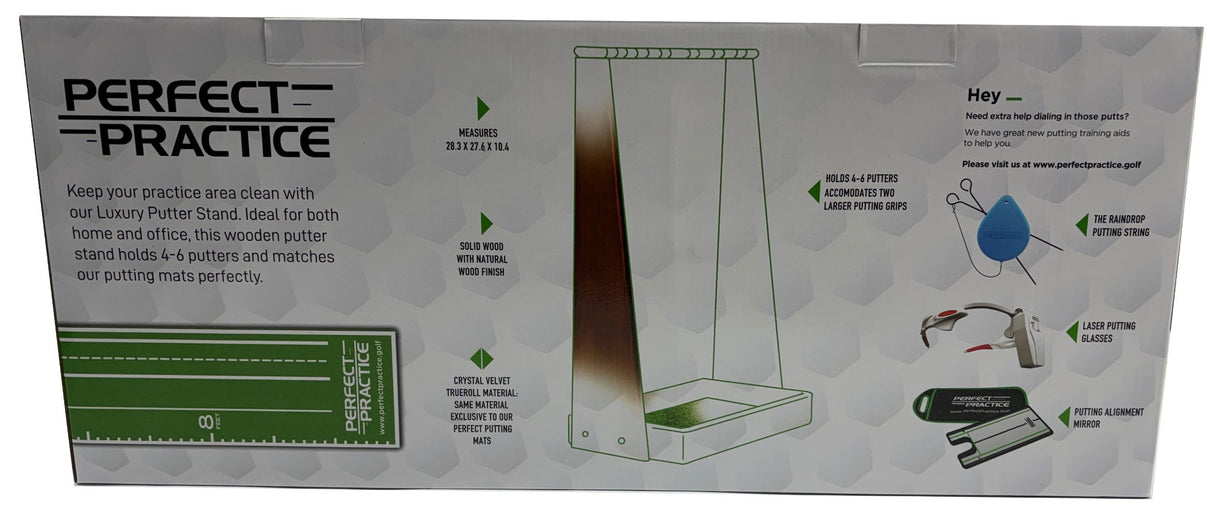 Perfect Practice Golf Luxury Wooden Putter Stand - Holds 6 Putters