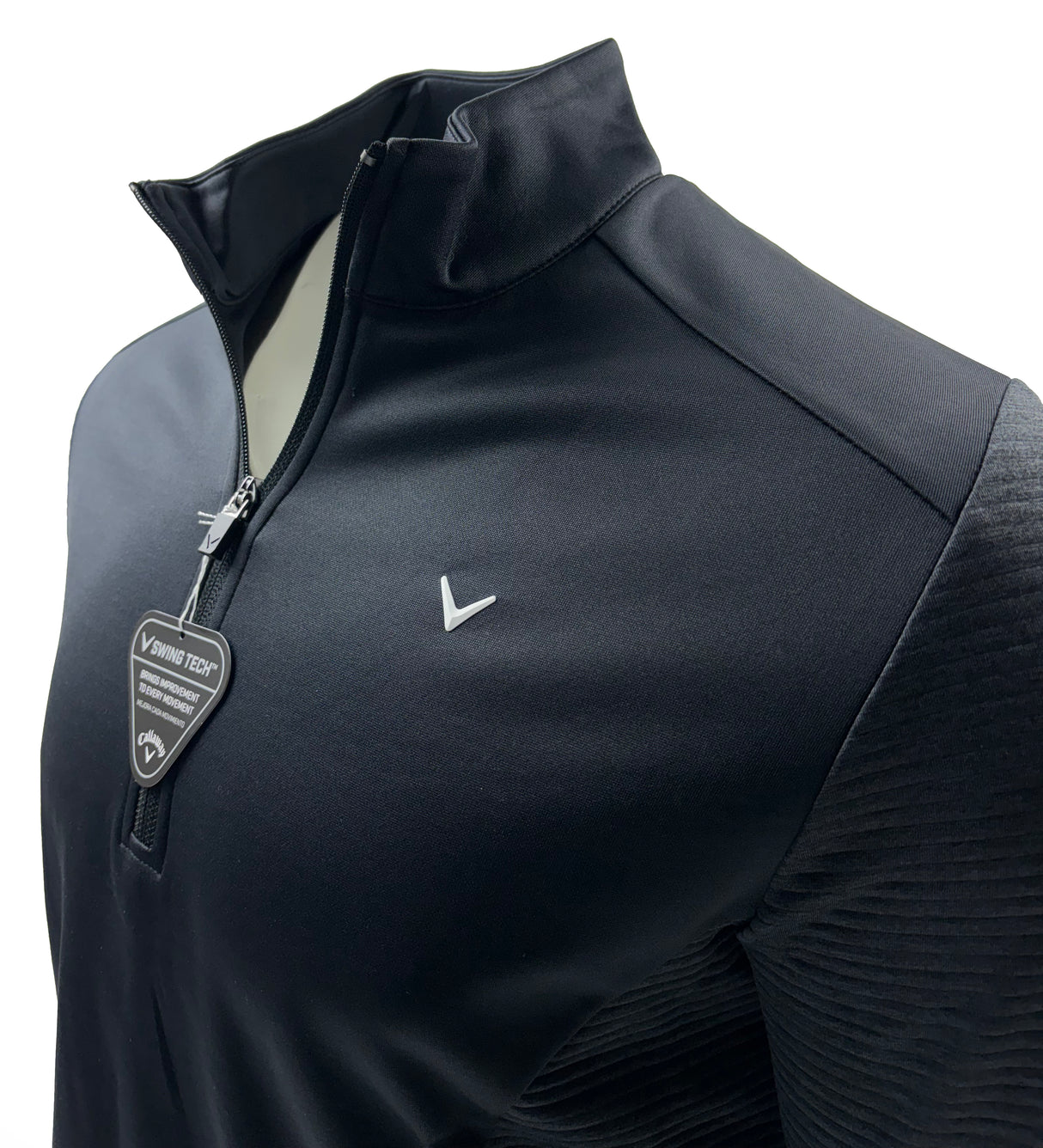 Callaway Golf Ottoman Ribbed 1/4 Zip Pullover - Black