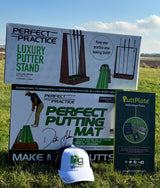 Ultimate Putting Bundle - Perfect Practice Golf Putting Mat, Putter Stand & PuttPlate Mirror