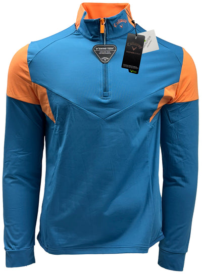 Callaway Colour Block Contrast 1/4 Zip Mid Layer - Vallarta Blue
