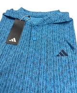 Adidas Blade Neck Sport Stripe Golf Polo Shirt - Blue