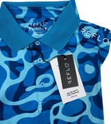 Reflo Powell Graphic Print Golf Polo Shirt - Ocean Blue