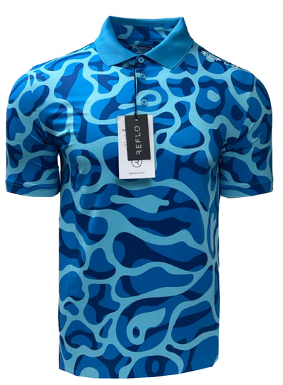 Reflo Powell Graphic Print Golf Polo Shirt - Ocean Blue