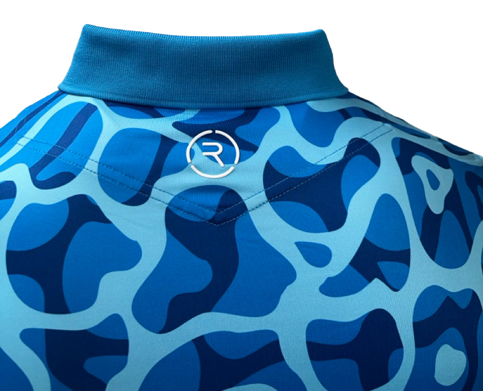 Reflo Powell Graphic Print Golf Polo Shirt - Ocean Blue