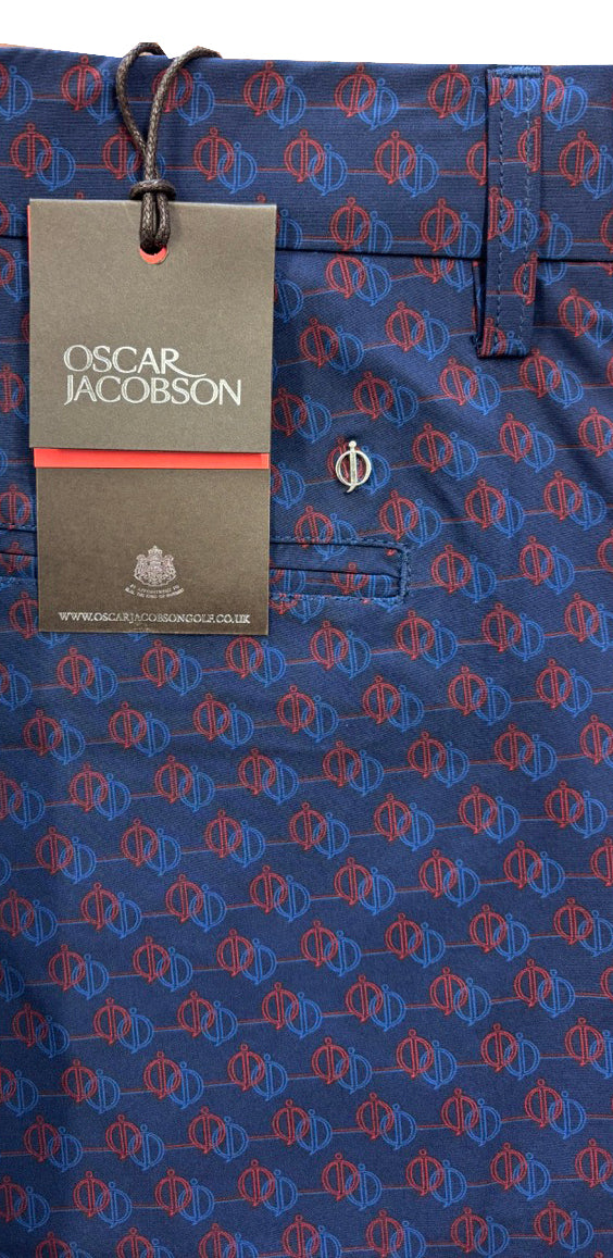 Oscar Jacobson Dunbar Pattern Performance Golf Shorts - Navy