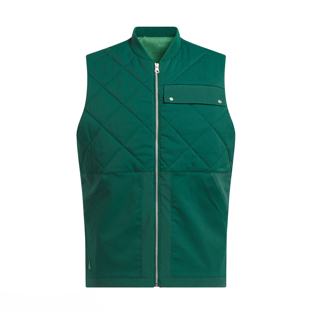 Adidas Go-To Quilted DWR Full Zip Golf Vest - Core Green